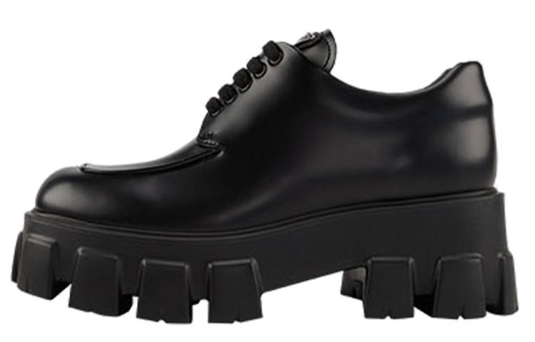 PRADA PRADA Monolith Brushed Leather Lace up Shoes 'Black' Women's