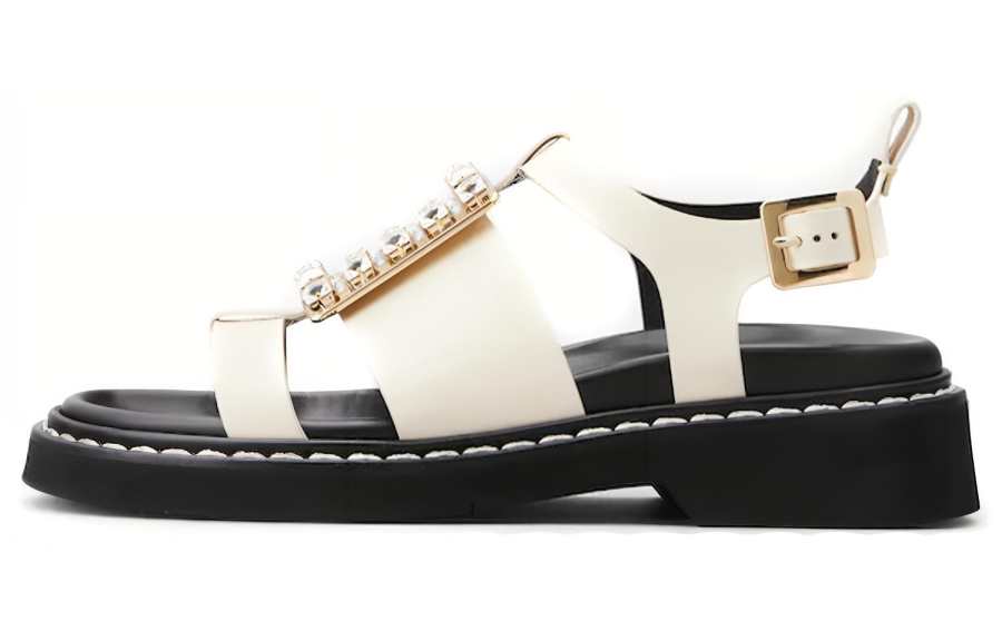 Roger Vivier Viv' Rangers One Strap Sandals Women's Beige Yellow