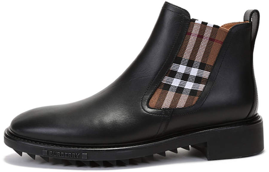 Burberry Burberry Check panel Ankle Boots Black Brown