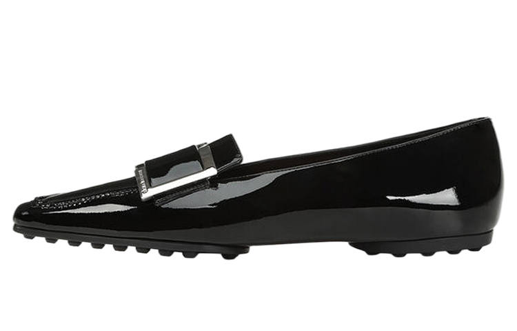 SERGIO ROSSI Sr 20 Patent Leather Gommino Loafers Women's Black