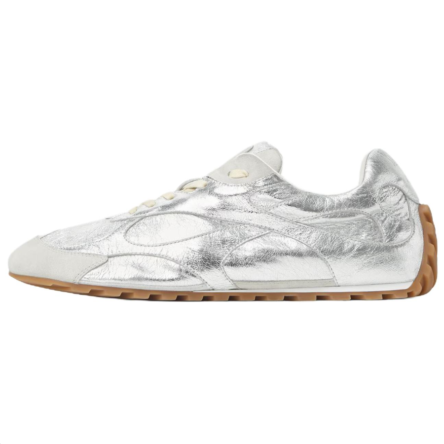 Bottega Veneta Orbit Flash Low top Casual Shoes Men's Silver & Fiber White