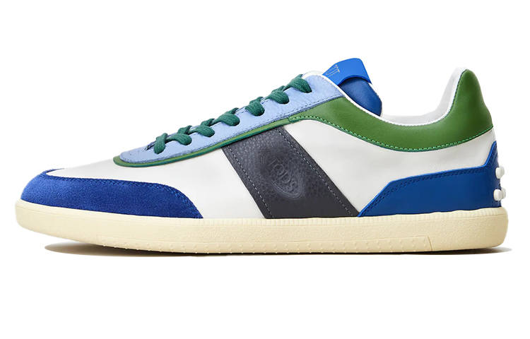 TOD'S Leather Stylish Skateboarding Shoes Men's Blue Green Gray