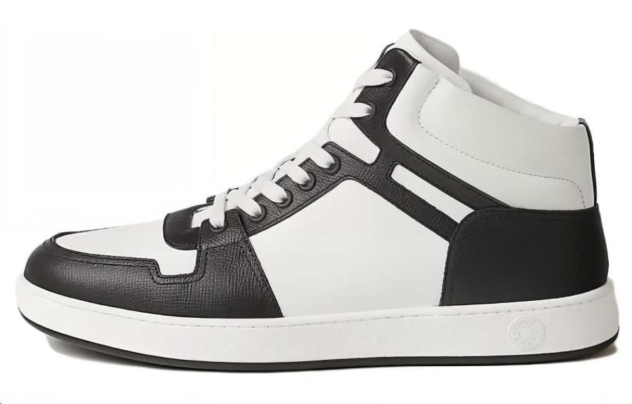 HERMES HERMES Inject Leather High top Skateboard Shoes Men's White