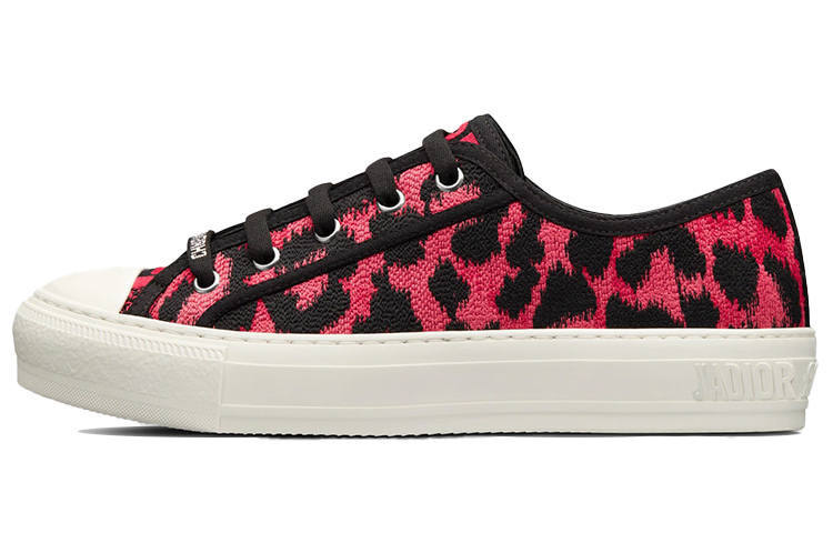 DIOR Walk'n'Dior Low top Stylish Skateboarding Shoes Women's Black And Pink Leopard Print