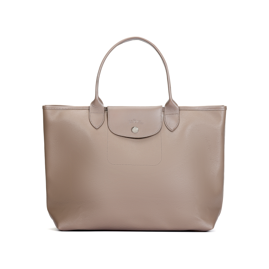 LONGCHAMP Le Pliage City Coated Canvas With Leather Trim One Shoulder Handbag Large Women's Camel Gray