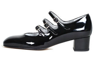 Carel Kina Collection Patent Leather Chunky Heel Mary Jane Shoes Women's Black