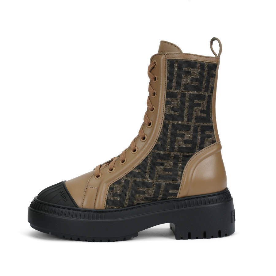 FENDI Women's FF Motif Domino Biker Boot 'Beige'