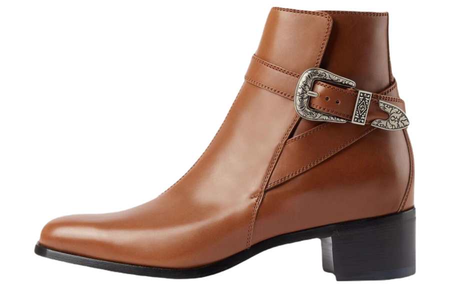 GUCCI GUCCI Leather Ankle Boots Men's Brown