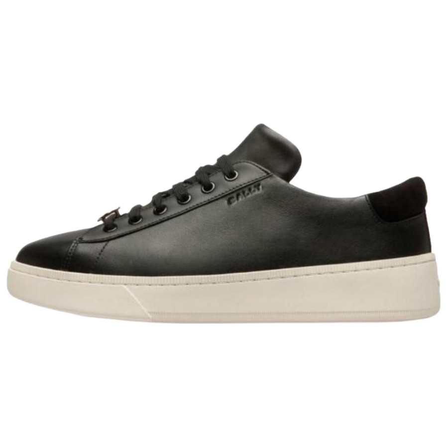 BALLY Leather Low top Skateboard Shoes Men's Black White