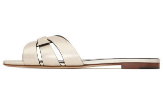 SAINT LAURENT Tribute Slide Slippers Women's Light Gold