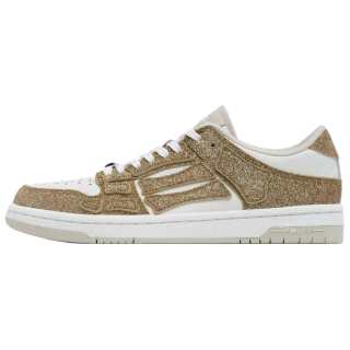 AMIRI Shimmer Skel Cow Leather Low top Skateboard Shoes Women's Gold