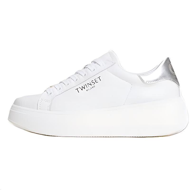 Twinset Cow Leather Low top Casual Shoes Women's White