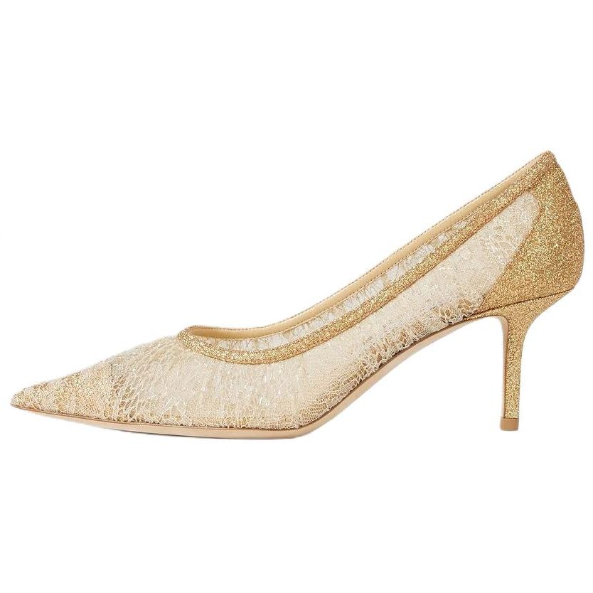 Jimmy Choo LOVE Fabric Slim Heel High Heels 6.5cm Women's Gold