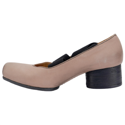 UMA WANG Leather Chunky Heel High Heels 4cm Women's Rose & Black