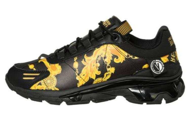 VERSACE JEANS COUTURE Leather Round Tip Low top Casual Shoes Men's Black