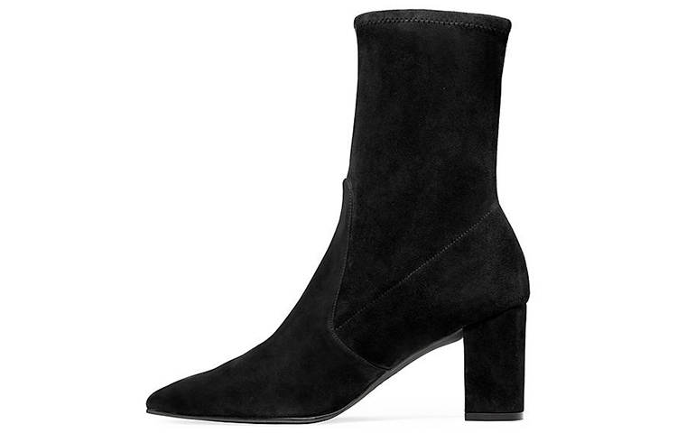 Stuart Weitzman Stuart Weitzman/SW LANDRY 75 Suede Pointed Toe Ankle Boots Women's Black