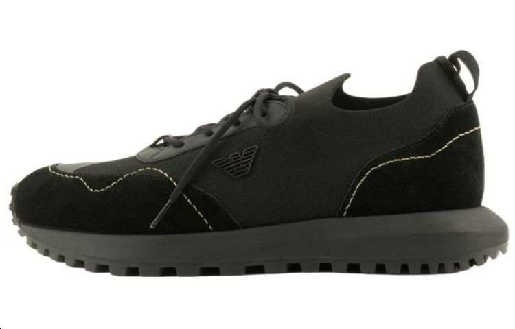 EMPORIO ARMANI Leather Low top Casual Shoes Men's Black