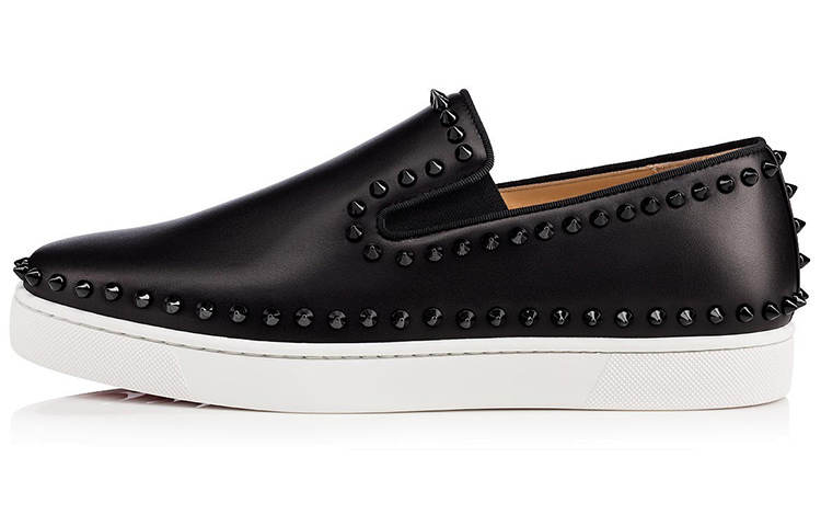 Christian Louboutin CL Leather Stylish Skateboarding Shoes Men's Black