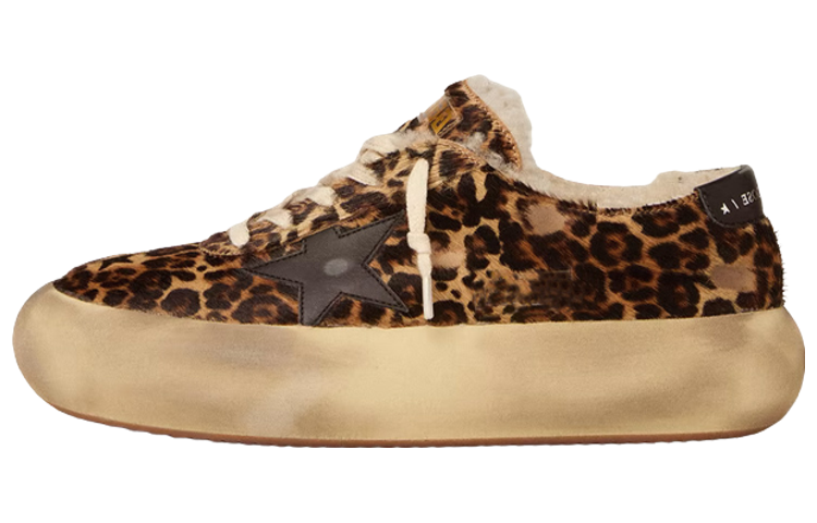 Golden Goose Space Star Cow Leather Low top Stylish Skateboarding Shoes Women's Brown Distressed