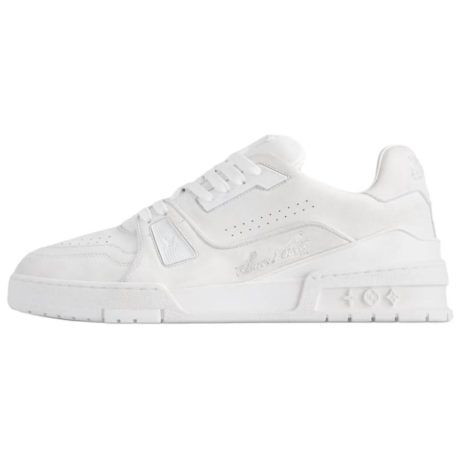 LOUIS VUITTON Trainer 2025 Spring Men's Collection Cow Leather Low top Skateboard Shoes Unisex White