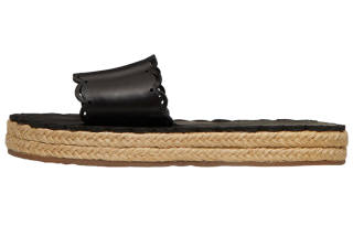 RED VALENTINO Leather Slide Slippers Women's Black