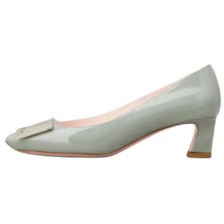 Roger Vivier Belle Vivier Patent Leather Spool Heel High Heels 4.5cm Women's Green