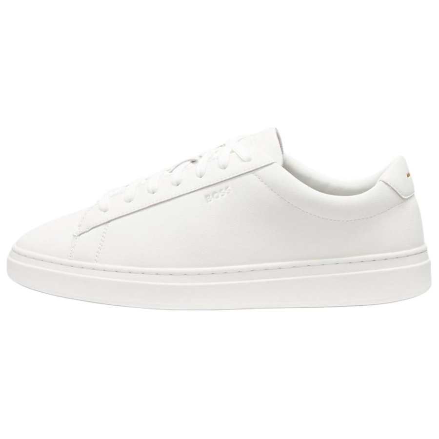 HUGO BOSS Cow Leather, Leather Low top Skateboard Shoes Men's White