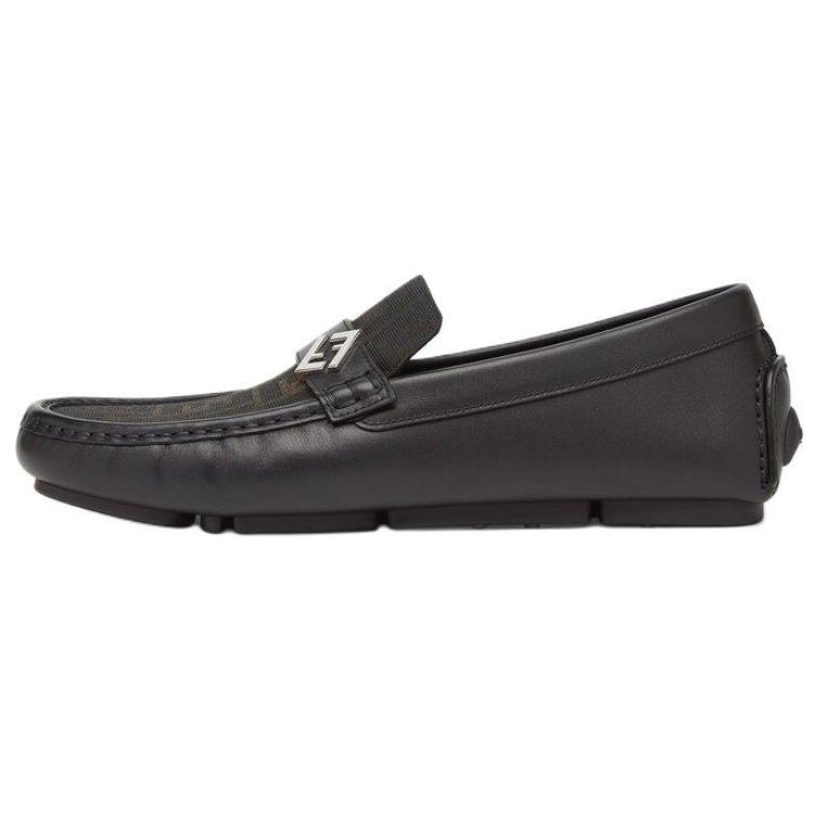 FENDI FENDI Logo Plaque Monogrammed Loafers