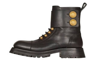 BALMAIN Button Embellished Ridged Ankle Boots Women's