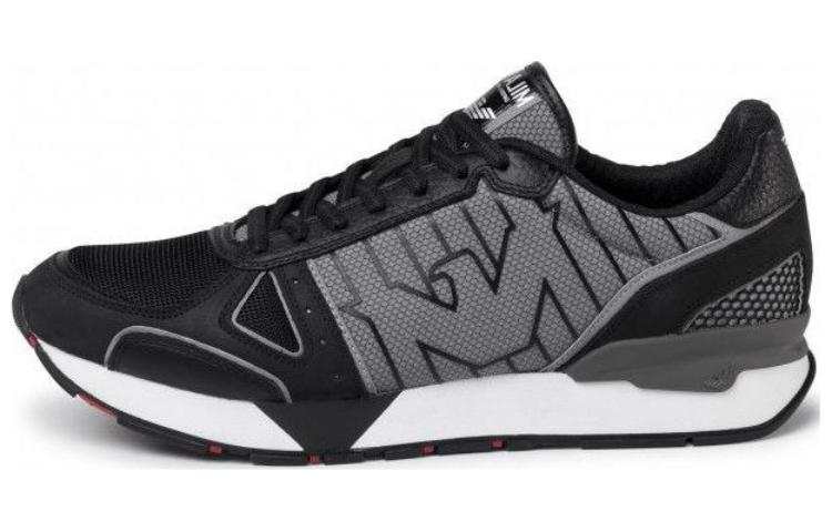 EMPORIO ARMANI EA7 Leather Abrasion Resistant Abrasion Resistant Low top Casual Shoes Men's Black