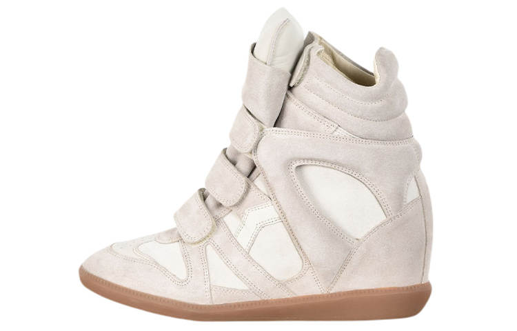 ISABEL MARANT Leather Hook and loop Cushioning High top Sports Casual Shoes Women's Beige
