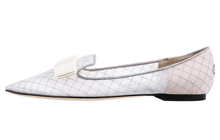 Jimmy Choo Gauze Flat Shoes Women's Silver