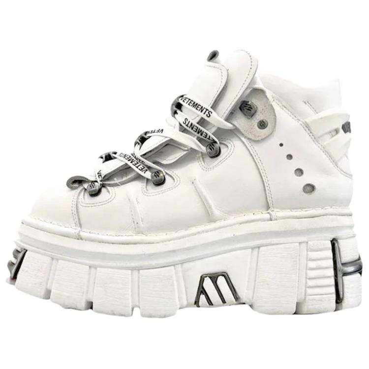 Vetements NEW ROCK x Vetements Leather Lace Up Low top Casual Shoes Unisex White