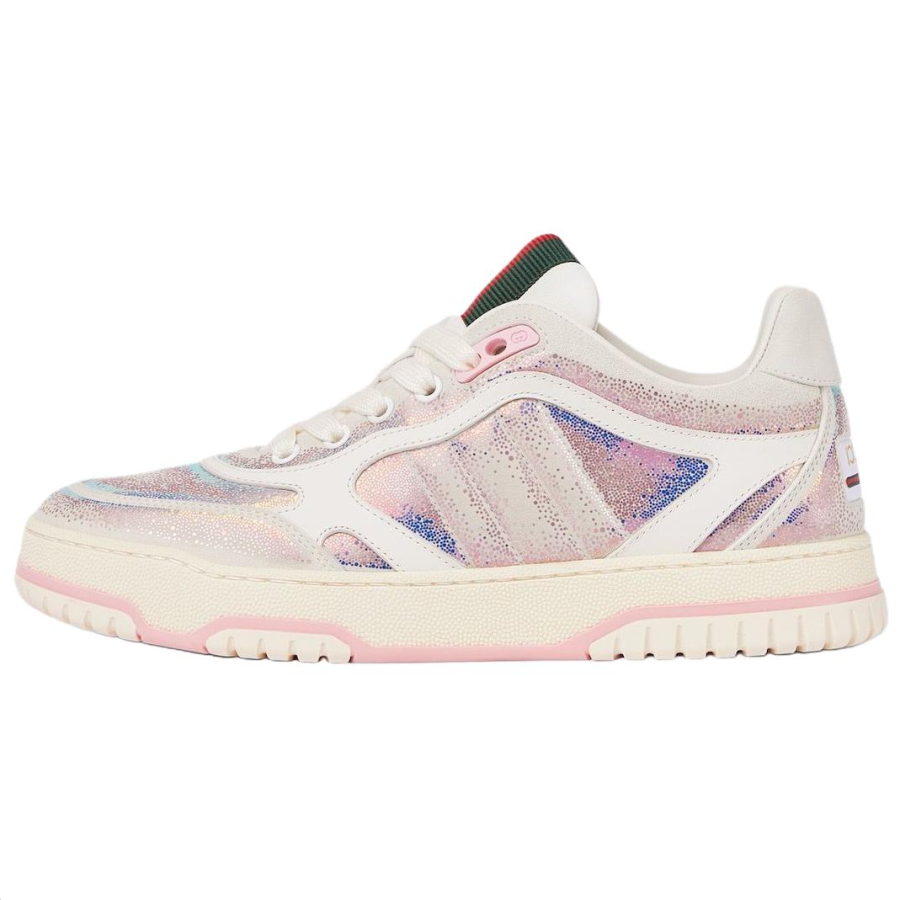 GUCCI Re Web Leather Low top Skateboard Shoes Women's Pink