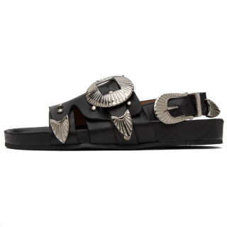 Toga Pulla Leather One Strap Sandals Women's Black