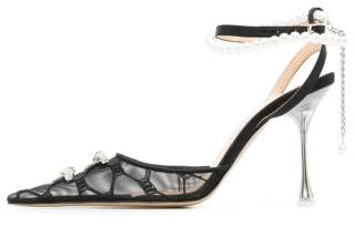 MACH & MACH Fabric Slim Heel High Heels Women's Black