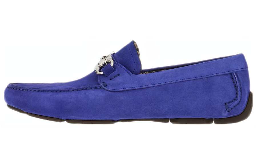 FERRAGAMO Gancini Calfskin Men's Casual Shoes Men's Blue