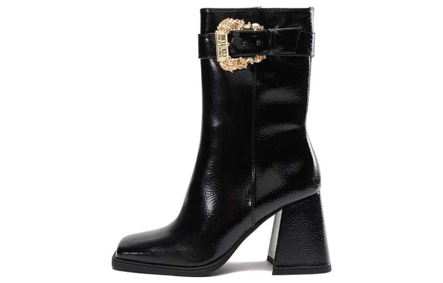 VERSACE JEANS COUTURE Pu Ankle Boots 8.5cm Women's Black