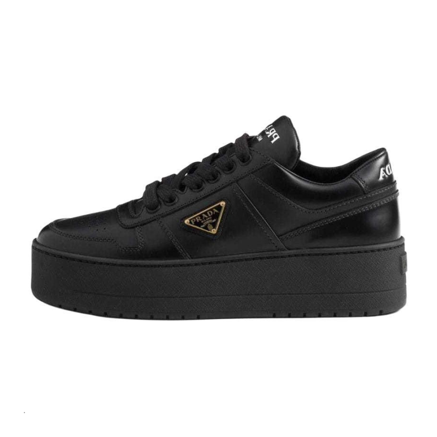PRADA PRADA Downtown Bold Leather Skateboard Shoes 5cm Women's Black