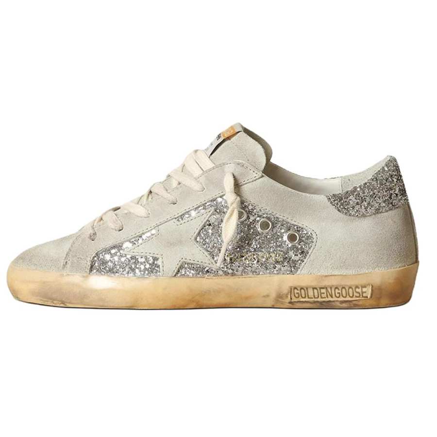Golden Goose Super Star Cow Leather Lace Up Low top Skateboard Shoes Women's Gray Distressed