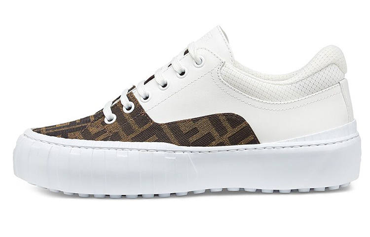 FENDI Force Low top Stylish Skateboarding Shoes Women's White Brown