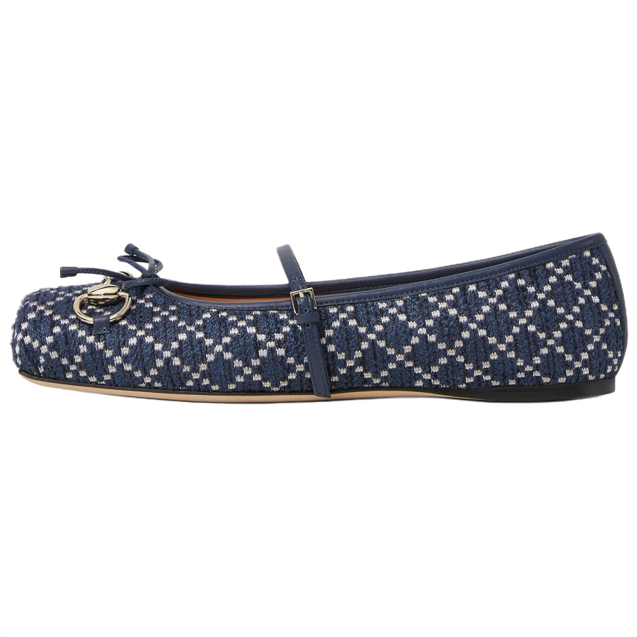 GUCCI Horsebit Flat Mary Jane Shoes Women's Blue