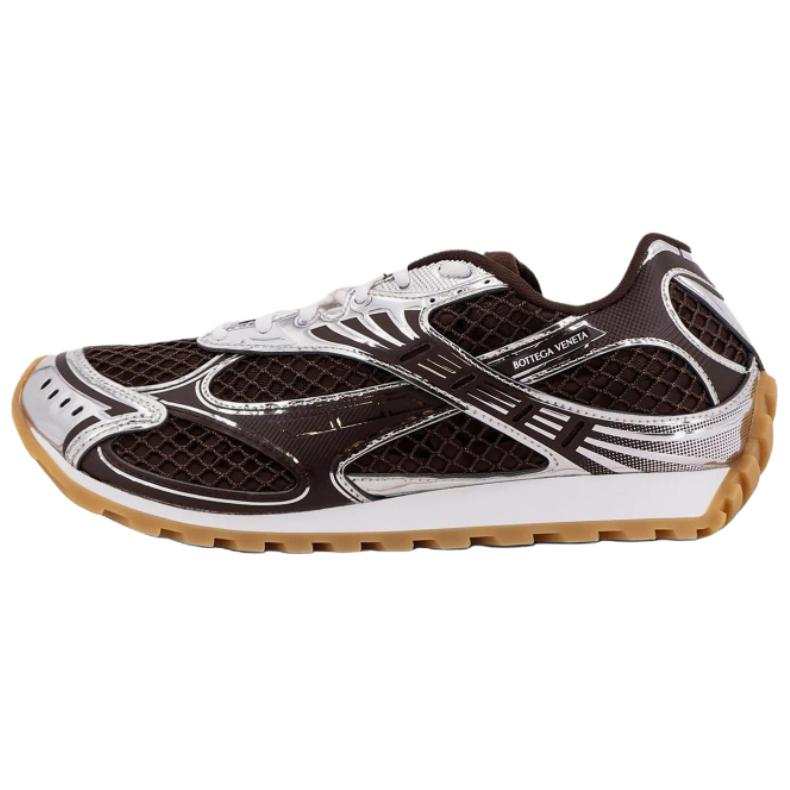 Bottega Veneta Orbit Low top Casual Shoes Men's Chocolate Brown & Silver
