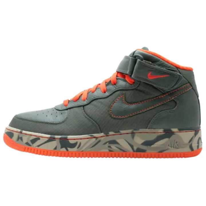 Nike Nike Air Force 1 Mid top Skateboard Shoes Men's Green Orange
