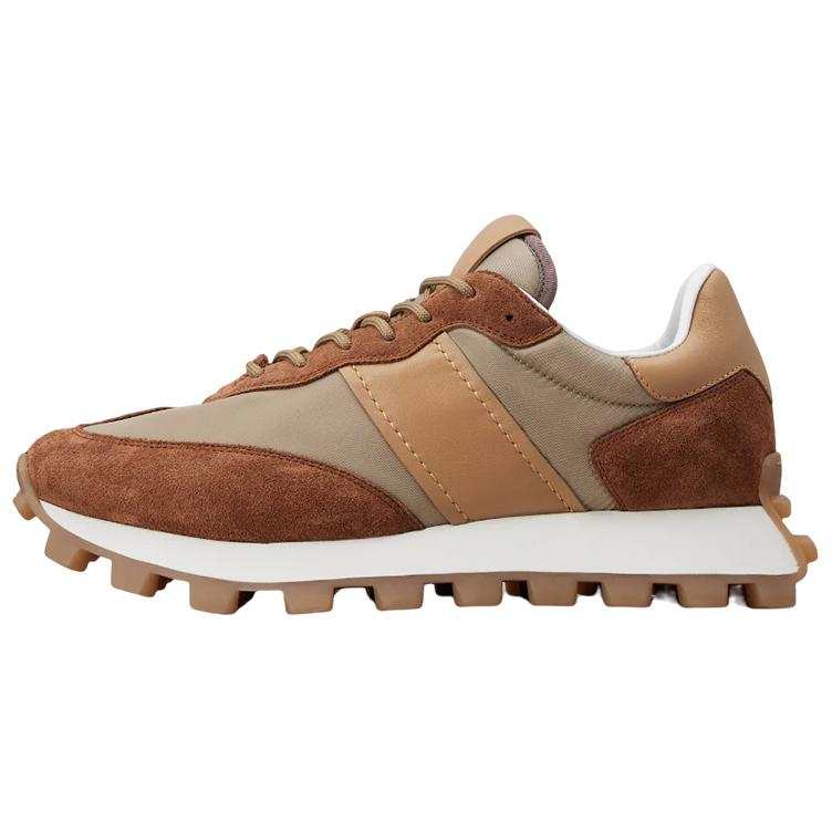 TOD'S Leather Lace Up Abrasion Resistant Low top Sports Casual Shoes Men's Beige Brown Distressed