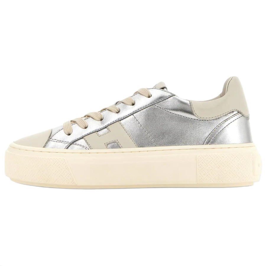 HOGAN Crosswind Leather Low top Skateboard Shoes 5.6cm Women's Silver