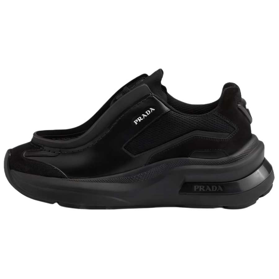 PRADA PRADA Systeme Brushed Leather Sneaker 'Black'