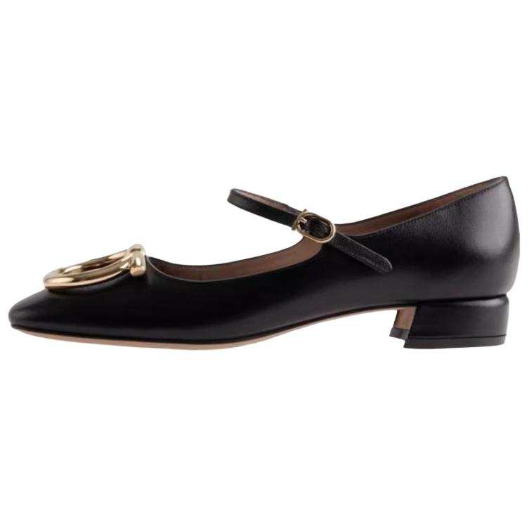 FERRAGAMO Gancini Flat Mary Jane Shoes Women's Black