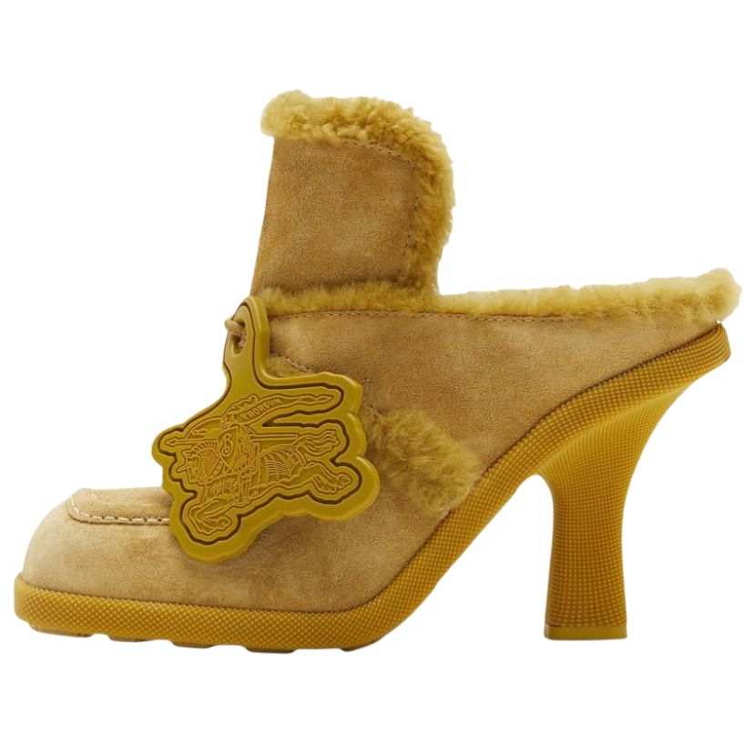 Burberry Highland Shearling-trim Suede Mules