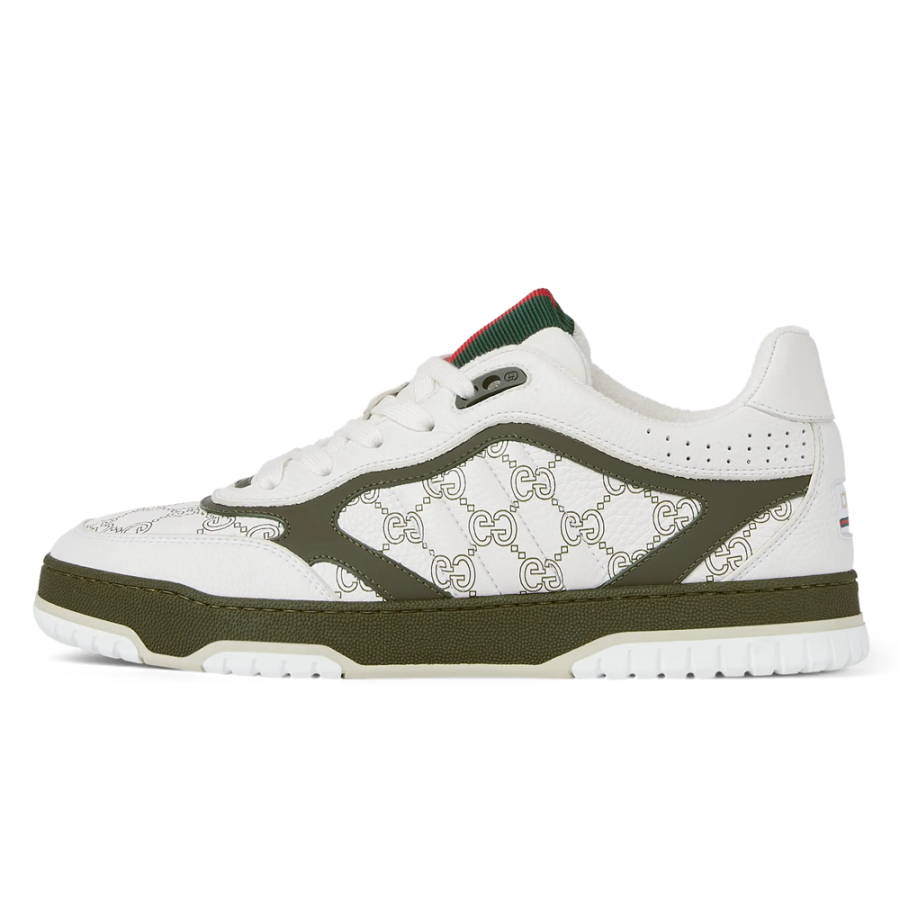 GUCCI Re Web Leather Low top Skateboard Shoes 1cm Men's White Green